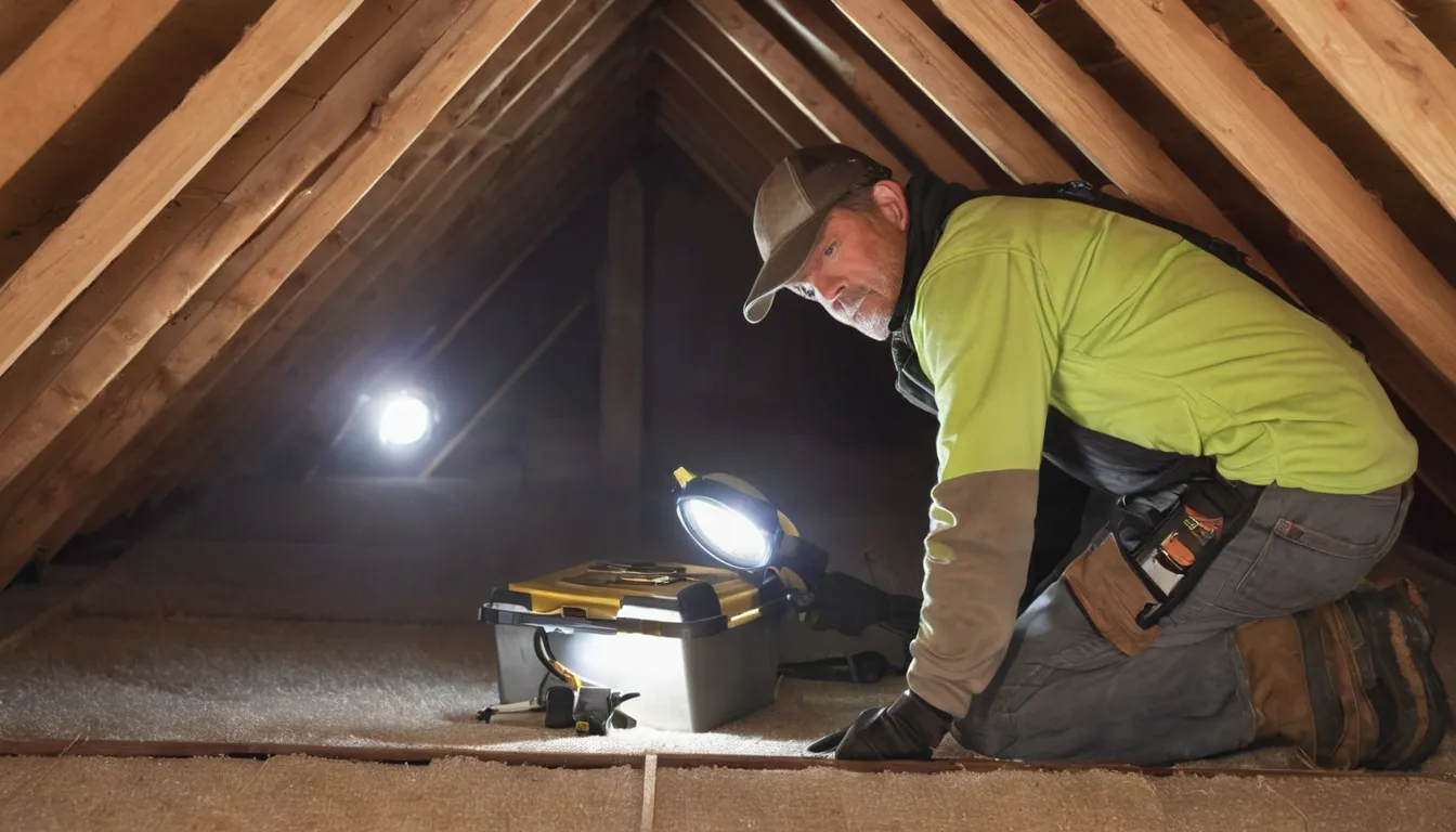 Provider inspecting an attic in a Dayton home for signs of rodents and wildlife